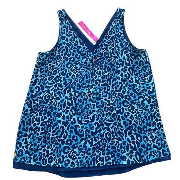 NWOT Lilly Pulitzer Oyster Bay Navy Blue Animal Print Reversible Top - Size XS - Picture 2 of 9